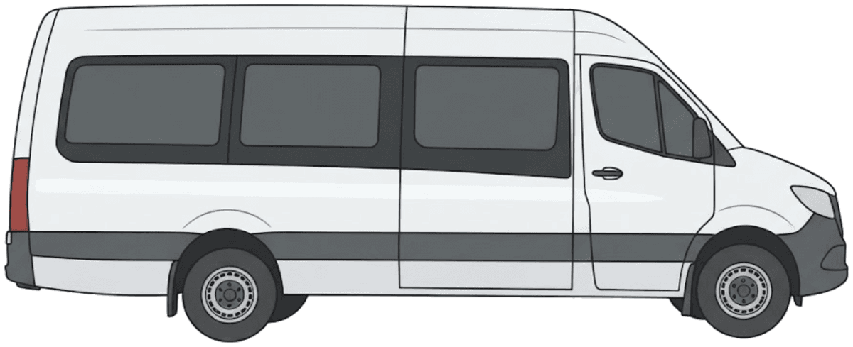 Bussar av typen Sprinter med max 25 passagerare tillåts ombord.